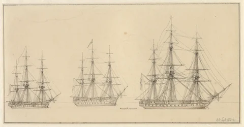 Três navios russos da linha.
