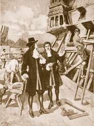 Pedro, o Grande, no estaleiro do Deptford (litho)