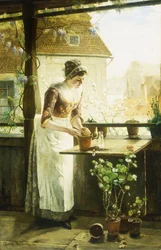 Mulher envasamento flores, 1890