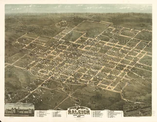 Vista aérea da cidade de Raleigh, Carolina do Norte 1872.