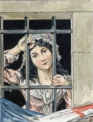 Charlotte Corday (1768-1793) que assassinou Jean-Paul (Jean Paul) Marat, na prisão.