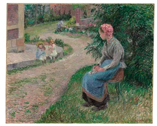 Um criado sentado no jardim em Eragny, 1884