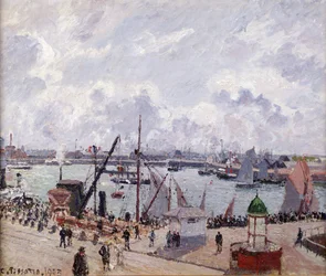 O porto exterior de Le Havre, Quai de Southampton, o barco Honfleur que sai do porto, 1903