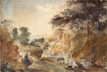 Paisagem com figuras à beira de um rio, 1853-1854