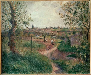Le Chemin des Mathurins subindo pelos campos, Pontoise (óleo sobre tela)