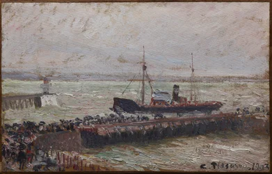 Navio entrando no porto em Le Havre
