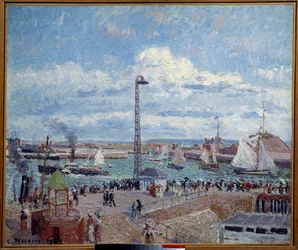 A enseada dos pilotos, antes do porto de Le Havre. Pintura de Pissarro Camille (1830-1903)