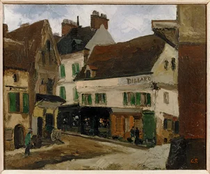 Une place a la Roche-Guyon - praça em La Roche-Guyon ... (pintura sobre tela)