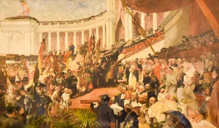 A celebração patriótica do quinquagésimo aniversário da independência da Bélgica
