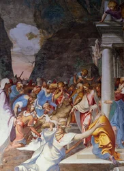 Ressurreição de Lázaro, fresco de Camillo Boccaccino (1501-1546), Igreja de São Sigismondo, Cremona, Lombardia, Itália