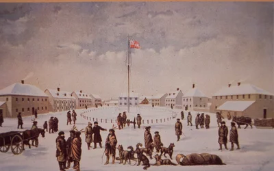 A Rebelião de Riel no Canadá, Fort Garry capturado por Riel em 1869, final do século XIX (petróleo sobre tela)