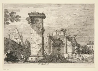 Paisagem com monumentos em ruínas, da série Vedute (Vistas)