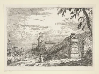 Paisagem com Torre e Dois Pilares Arruinados, da série Vedute (Vistas)