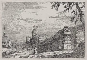 Paisagem com Torre e Dois Pilares Arruinados, da série Vedute (Vistas)