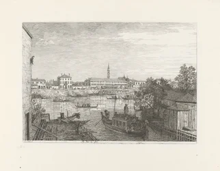 Ponto de amarração em Dolo All Porte di Dolo (título no objeto) Rostos em lugares existentes e inventados (título da série) Vedute altre prese da i Luoghi altre ideate da Antonio Canal (título da série)
