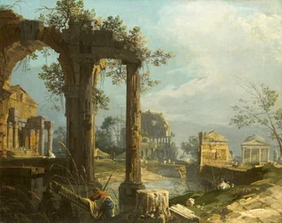 Canaletto - Vista de um Capriccio com Ruínas 1742-44