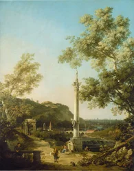 Capriccio paisagem inglesa com uma coluna