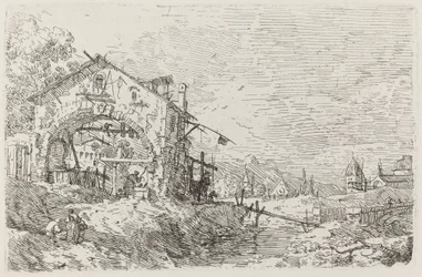 Paisagem com uma mulher em um poço [inferior esquerdo], c. 17351746.