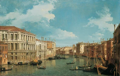 O Grande Canal, Veneza, olhando para o noroeste, com o Palazzo Pesaro, o Palazzo Foscarini e o Pináculo de S. Stae à esquerda e o Palazzo Vendramin-Calergi e S. Marcuola à direita