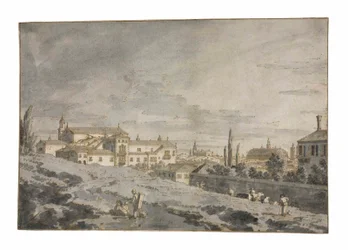 Vista de Pádua de fora das muralhas da cidade com a Igreja de San Francesco