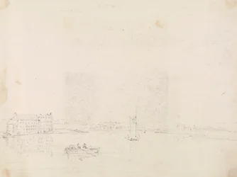 Esboço de Barcos e de um Grande Edifício, do outro lado do rio Medina