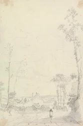 Esboço de uma casa ao longo de uma estrada de Heathland