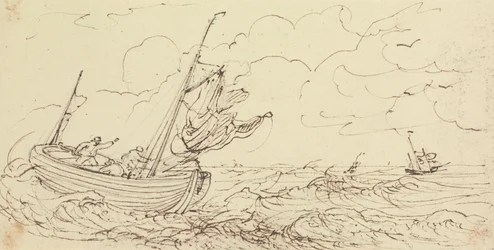 Esboço de um navio num mar tempestuoso