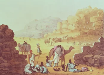 Uma caravana de escravos, prato de "A Narrative of Travels in Northern Africa" (Narrativa de viagens no Norte de África)