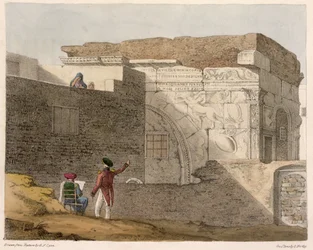 Arco do triunfo, Trípoli, placa 4 de &39;Uma narrativa de viagens no norte da África&39;, gravada por George Harley (1791-1871) 1821