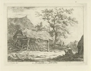 Figura sentada perto de um celeiro
Em Tinaerlo em Drenthe (título sobre o objecto)
Paisagens (1-6) (título da série)