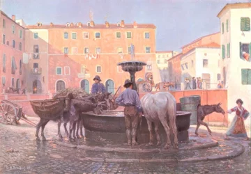 Na fonte em Genzano