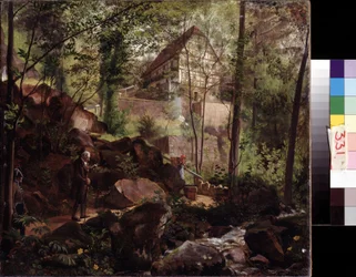 La promenade de prince Max (Príncipe Max a passear). Peinture de Carl Christian Vogel von Volgelstein (1788-1868). Huile sur toile, 33,7 x 37,5 cm