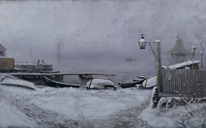 Dia de Dezembro próximo de Drøbak