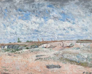 Paisagem, com, drifting, nuvens