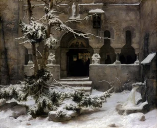 Jardim de mosteiro na neve
