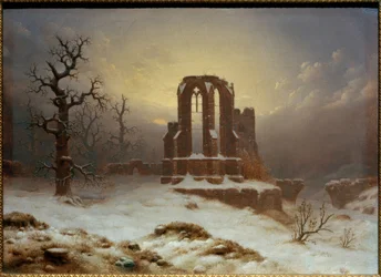 Ruína da igreja na neve