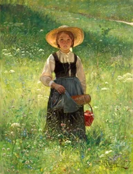 Rapariga num prado florido