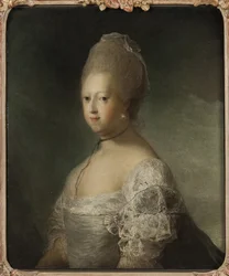 Caroline Mathilde de Hanovre, princesa de Grande Bretagne et reine consort de Danemark et Norvege - Retrato de Caroline Matilda da Grã-Bretanha (1751-1775), rainha da Dinamarca, de Pilo, Carl Gustaf (1711-1793). Óleo sobre tela. Dimensão : 76x63 cm. Naçãoa