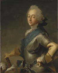Frederic V da Dinamarca - Retrato do Rei Frederick V da Dinamarca (1723-1766), de Pilo, Carl Gustaf (1711-1793). Óleo sobre tela. Dimensão: 84,5x67 cm. Museu Nacional de Estocolmo