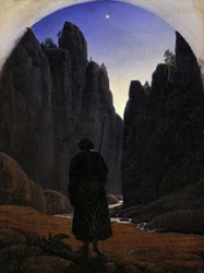 Peregrino em um vale rochoso, ca 1820