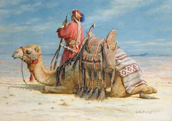 Um nômade e seu camelo descansando no deserto, 1874