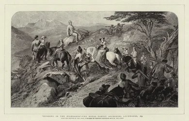 Manhã nas terras altas, a família real ascendente Lochnagar, 1853