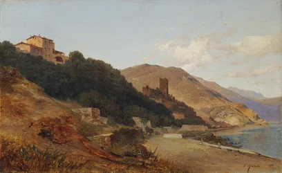 Paisagem de noite italiana (noite de outono na Riviera perto de Bordighera)
