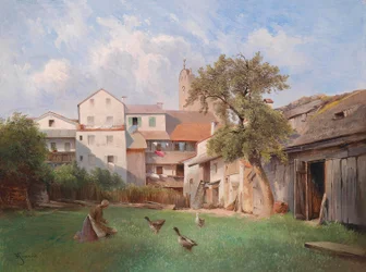 Carl Haunold Courtyard da Soap Boiling House em Tittmoning 1907