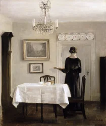 Interior com a bandeja de transporte da senhora, c.1905