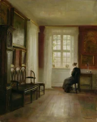 Interior com costura de mulher