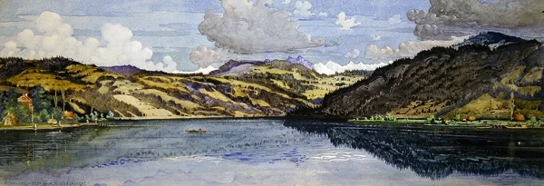Mar de Santa Margherita e Aegeri (aguarela sobre papel)