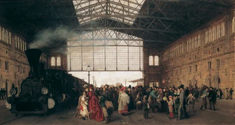 Chegada de um comboio à Estação Noroeste de Viena par Karl Karger (1848-1913)