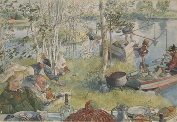 Crayfishing, da série &39;A Home&39;, c.1895 (aquarela sobre papel)