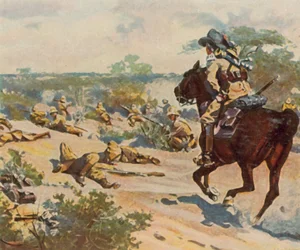 Em Okaharui, 3 de abril de 1904 (litografia a cores melhorada)
